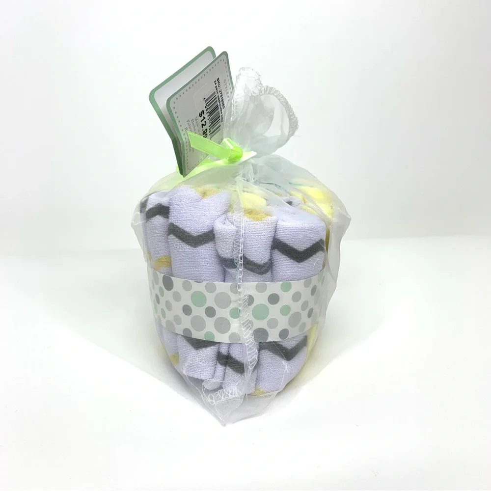 Zak & Zoey 24 Pack Giftable Washcloth Set Blue Yellow White Gray New Nwt